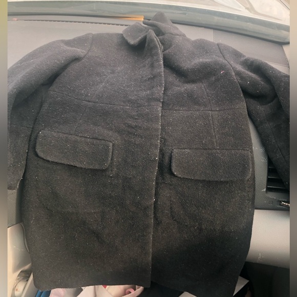 Zara Kids 5-6 Wool Blend Black Button Down Coat - Picture 3 of 7